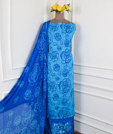 Georgette Blue Unstitched Suit